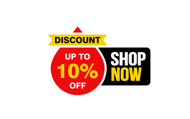10 Percent SHOP NOW offer, clearance, promotion banner layout with sticker style. 
