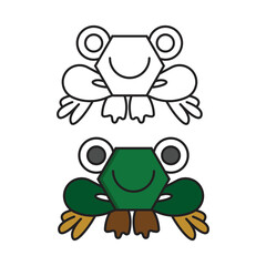 frog vector line and color logo icon.