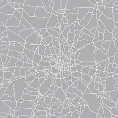Rennes (France) city with highways, major and minor roads, town footprint plan. City map with streets,  urban planning scheme. Plan street map, road graphic navigation. Vector