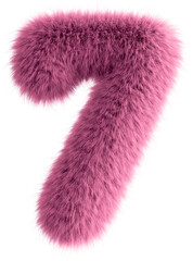 Pink 3D Fluffy Number Seven