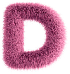 Pink 3D Fluffy Letter D