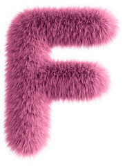 Pink 3D Fluffy Letter F