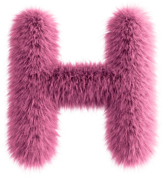 Pink 3D Fluffy Letter H