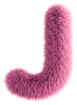 Pink 3D Fluffy Letter J
