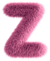 Pink 3D Fluffy Letter Z - obrazy, fototapety, plakaty