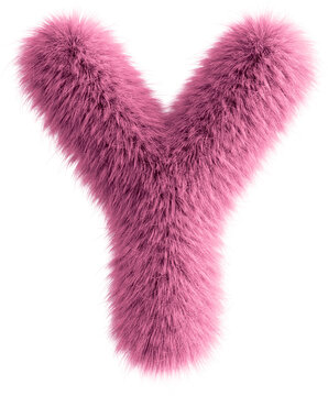 Pink 3D Fluffy Letter Y