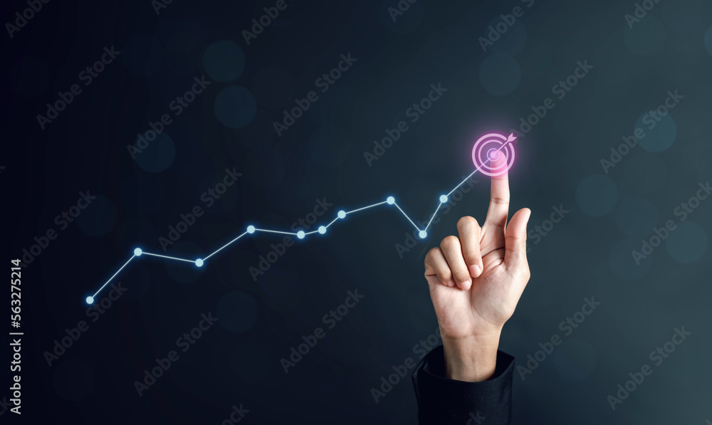 Aufkleber target icon which for planning development leadership and customer target group concept. businessman