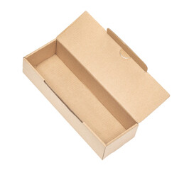 Open сardboard boxes for gifts or package isolated on white background. Corrugated cardboard paper carton cargo container close up. parcels