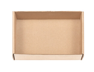 Open сardboard boxes for gifts or package isolated on white background. Corrugated cardboard paper carton cargo container close up. parcels