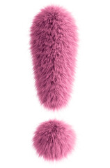 Pink 3D Fluffy Symbol Exclamation Mark