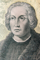 Christopher Columbus, Italian historical figure, discoverer and navigator, portrait on an Italian...