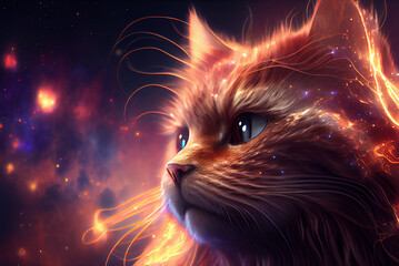 Space cat portrait. Generative AI,