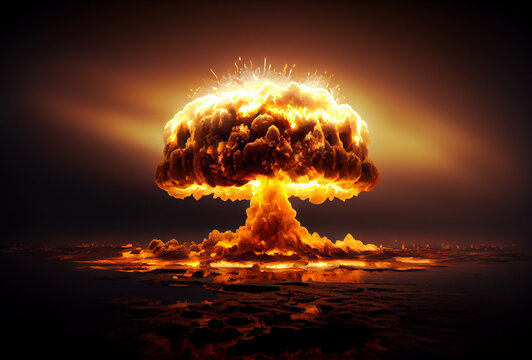 Nuclear strike explosion. Generative AI,
