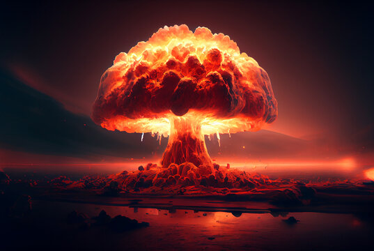 Nuclear strike explosion. Generative AI,