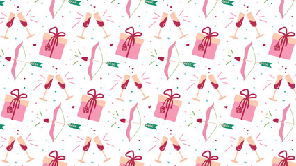 Seamless pattern on transparent background for valentine's day