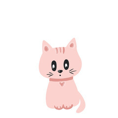 cartoon cat, cute pink cat