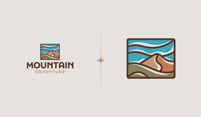 Mountain Adventure Logo Template. Universal creative premium symbol. Vector illustration. Creative Minimal design template. Symbol for Corporate Business Identity