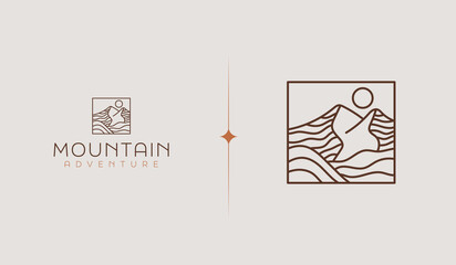 Mountain Adventure Logo Template. Universal creative premium symbol. Vector illustration. Creative Minimal design template. Symbol for Corporate Business Identity