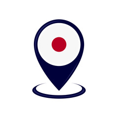 Location icon with Japan flag isolated. Japan flag and map pointer icon. vector illustration