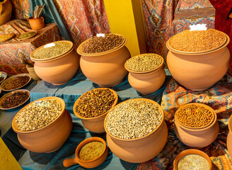 old eastern shop of spices and dried fruits ,