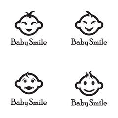 Cute Happy Baby Face Smile Logo Template