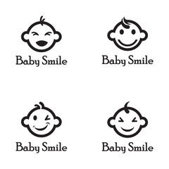 Cute Happy Baby Face Smile Logo Template