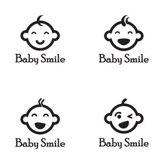 Cute Happy Baby Face Smile Logo Template