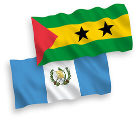 Flags of Saint Thomas and Prince and Republic of Guatemala on a white background