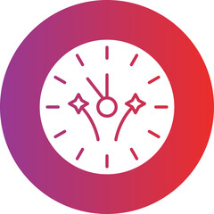 New Year Clock Icon Style