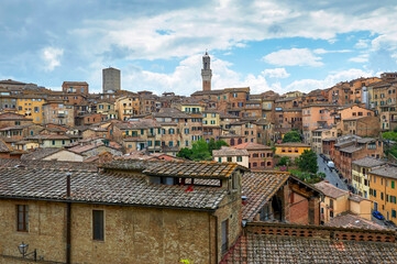 Fototapeta premium Aerial view on the old town of Siena, Italy