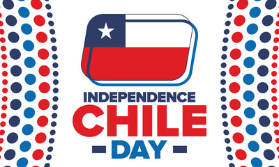 Chile Independence Day. Happy national holiday Fiestas Patrias. Freedom day. Celebrate annual in September 18. Chile flag. Patriotic chilean design. Poster, card, banner, template, background. Vector