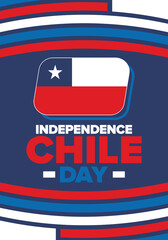 Chile Independence Day. Happy national holiday Fiestas Patrias. Freedom day. Celebrate annual in September 18. Chile flag. Patriotic chilean design. Poster, card, banner, template, background. Vector