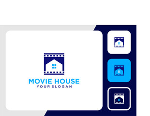 movie logo design with house and movie tape