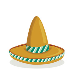 Mexican ethnic sombrero hat isolated element. Vector drawing illustration for icon, game, packaging, banner. Wild west, Mexico concept. Traditional Mexican wide brimmed hat