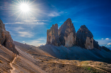Obraz premium Dream panorama on the Dolomites. Park of the three peaks of Lavaredo.