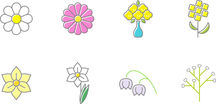 春の花　カラーアイコンセット