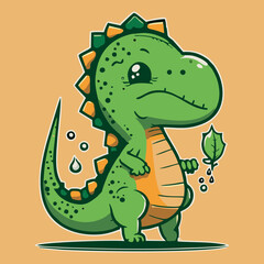 cartoon dinosaur with a leaf illustration