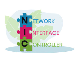 NIC - Network Interface Controller acronym. business concept background. vector illustration concept with keywords and icons. lettering illustration with icons for web banner, flyer, landing page