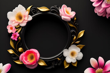 AI Digital Illustration Floral Frame Background