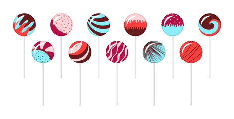 Set of vector lollipops isolated on white background