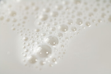 Fresh milk with air bubbles. 