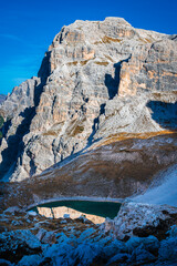 Dream panorama on the Dolomites. Park of the three peaks of Lavaredo.