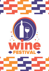 Wine Festival. For wine lovers. Wine tasting. Event for professionals in the wine industry. Winery, restaurants and bars. Trainings and master class for sommelier. Wineglass. Vector illustration