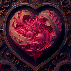 valentine heart illustration with many intricate details - obrazy, fototapety, plakaty