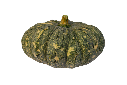 Whole green pumpkin isolated on white background included clipping path.