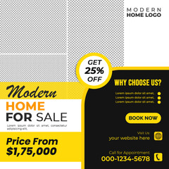 Fototapeta premium Real estate social media post bundle design, modern Real Estate social media post Template, Real estate social media post web banner template design 