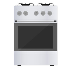 White kitchen stove on PNG transparent background, Vector illustration 