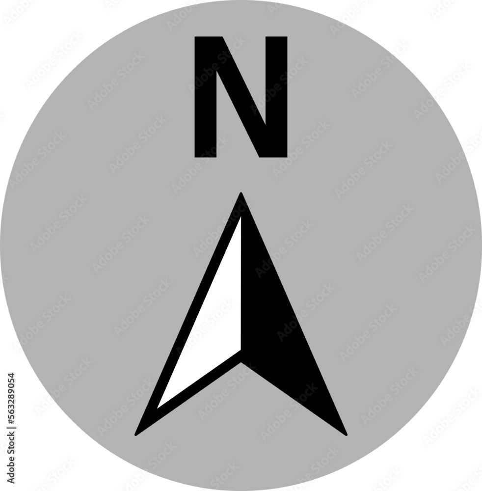 Poster basic north arrow mark sign symbol icon in a circle for map direction orientation. vector image.