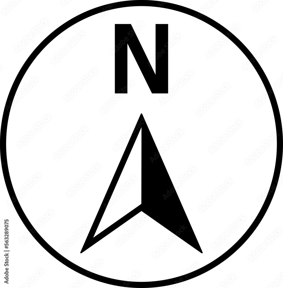 Aufkleber basic north arrow mark sign symbol icon in a circle for map direction orientation. vector image.