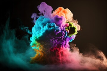 A neon-lit smoke explosion, generative ai 
